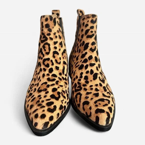 NWOT Steve Madden Jerry Leopard Print Calf Hair Pointed-Toe Ankle Booties Size 6 - Picture 2 of 10